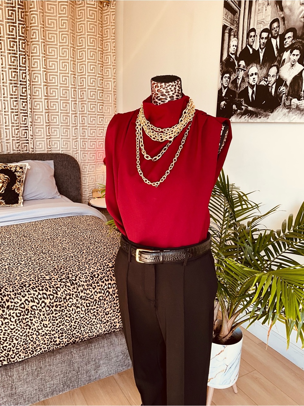 ZARA Red Sleeveless Mock Neck